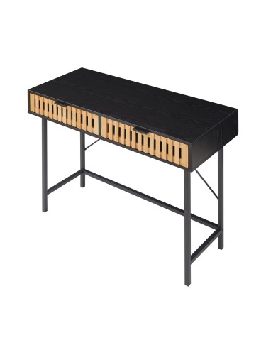 Конзолна маса Luniehti 100x40x75 см Черен/Естествен []