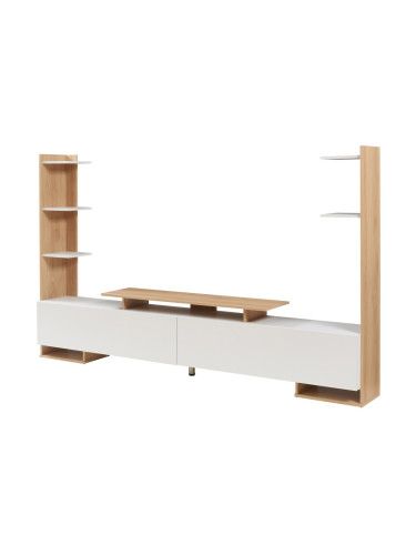 ТВ шкаф Rauki 233x31x141 см бяло/изглед дъб []