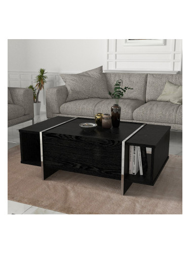 Холна маса Tavak 104x60x38 см черно/сребристо []