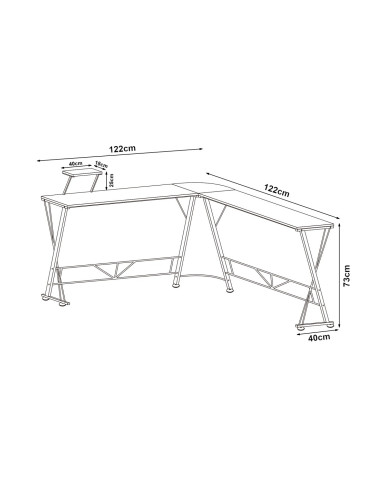 Yremso L-образно бюро 122x122x98 см Черно []