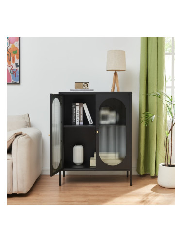 Бюфет Karlskrona 102x80x40 см черен, мат []