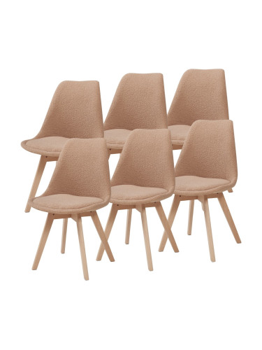 Трапезен стол Fläten комплект 6 Bouclé Taupe []