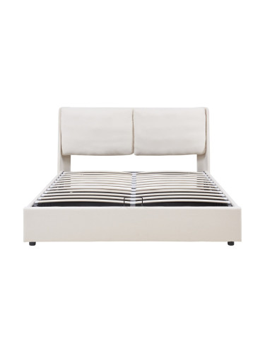 Тапицирано легло Lunner с кутия за легло 140x200 см бежово []