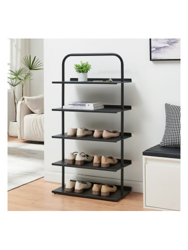 Поставка за обувки Poytya стомана 119x60x32 см черен []