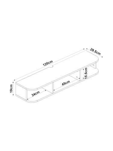 Висяща ниска дъска за телевизор Oundsvas 120x30x19 cm Бяла []