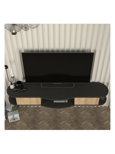 Висяща ниска дъска за телевизор Nyskiri 150x35x19 см антрацит/дъб []