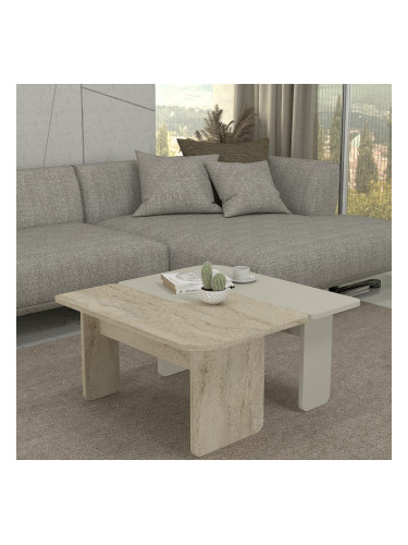 Маса за кафе Boneksbelt от 2 части в пясъчник и травертин []