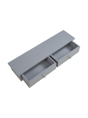 Стенен рафт Geeste 60x15x10 см с 2 чекмеджета светлосив []