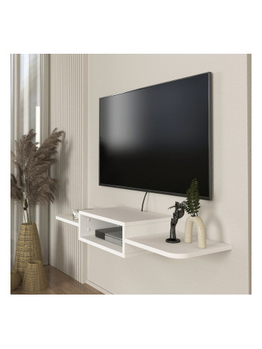 Висяща ниска табла за телевизор Tar 115x30x16 см Бяла []