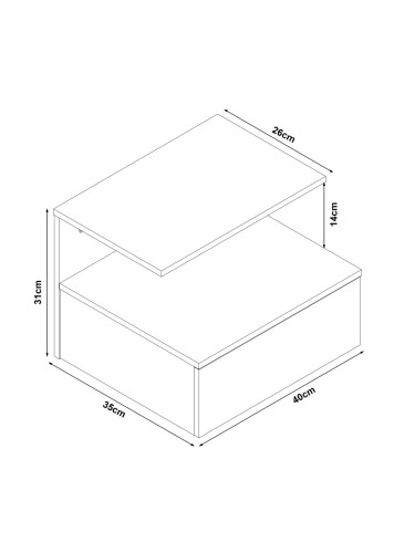 Висящо нощно шкафче Amberg с чекмедже, визия бетон, светло []