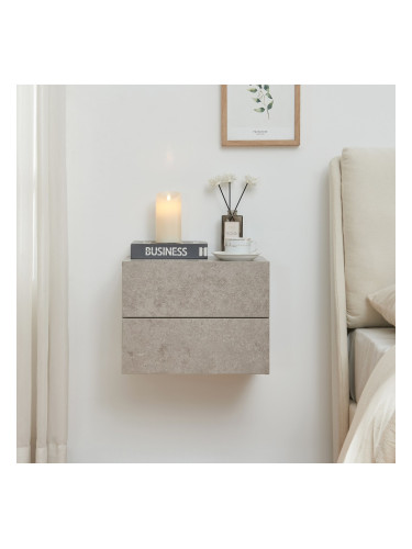 Висящо нощно шкафче Ampfing с 2 чекмеджета, вид бетон, светло []