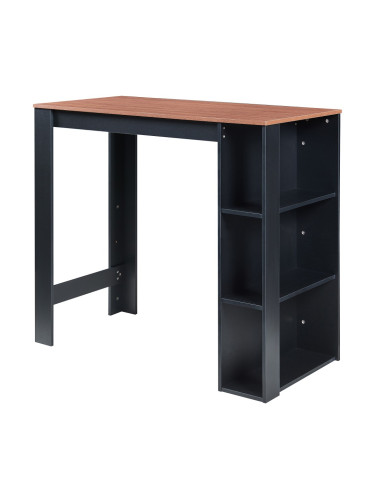 Бар маса Danderyd 120x60x106 см с 3 отделения Черен/Визия на орех []