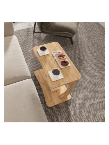 Помощна маса Stattela C-образна 59x35x56 cm вид дърво []