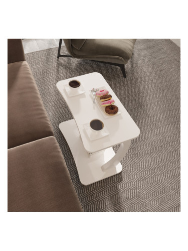 Помощна маса Stattela С-образна 59x35x56 см Бяла []