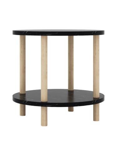 Помощна маса Ves 49xØ42 см мраморна визия, черна []