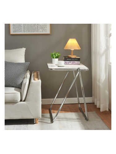 Сгъваема странична маса Alerhavn 70x49x68 см бяла []