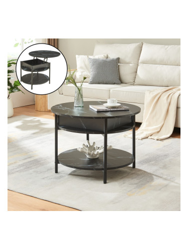 Холна маса Kandas с повдигащ се плот 70x49 см мраморна визия, черна []