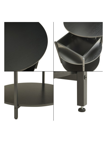 Маса за кафе Kandas с повдигащ плот 70x49 см Черна []