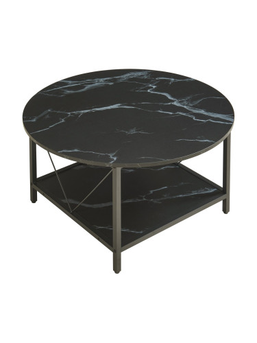 Маса за кафе Filem Ø80x46 см мраморна визия, черна []