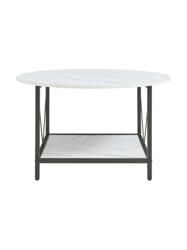 Маса за кафе Filem Ø80x46 см мраморна визия, бяла []