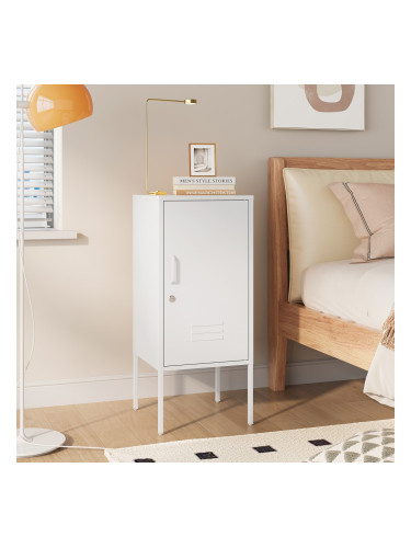 Нощно шкафче Hausjärvi 82x35x35 cm дръжка за врата лява стомана бяла []