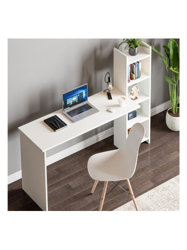 Бюро с рафт Chagtuniejle 150x45x120 см Бяло []