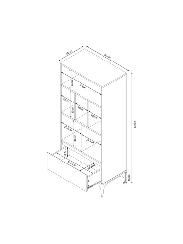 Етажерка Kistiandi 137x60x35 см вид дъб, светла []
