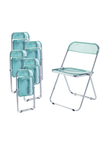 Сгъваем стол Pornainen, комплект 6 бр., ментовозелен, прозрачен []