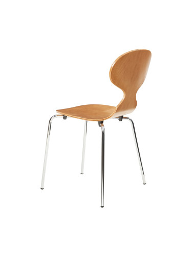 Комплект трапезарни столове Kil от 4 броя, вид на орех/хром []