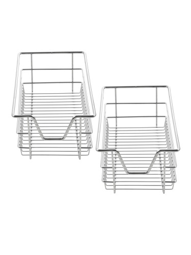 Комплект 2 телескопични чекмеджета 27x44x14 см стоманено сребристо []