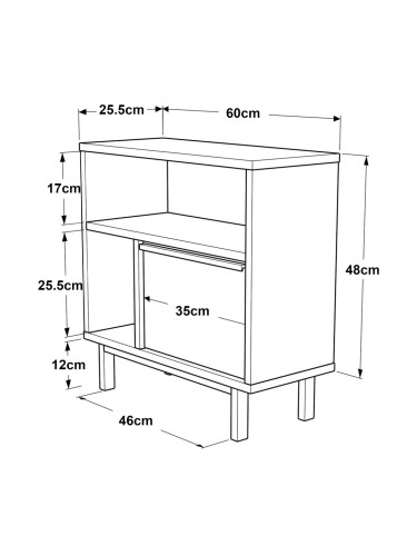 Помощна маса Vesanto 60x60x26 см дъб вид []