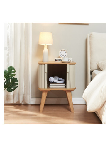 Помощна маса Tysvær 59x45x45 см бамбук/кремаво бяло []