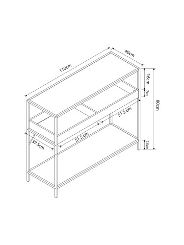 Конзолна маса Белана 110x40x80 см черно/изглед дъб []