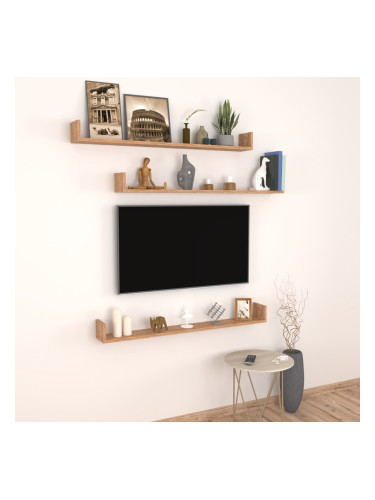 Стенен рафт Höganäs от 3 части, 120x15x12 см, вид дъб []