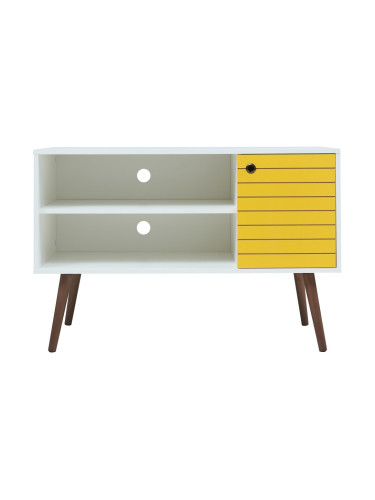 ТВ шкаф Vare 100x40x66 см Бял/Жълт []
