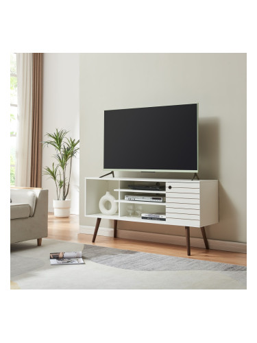ТВ шкаф Vare 130x40x66 см Бял []