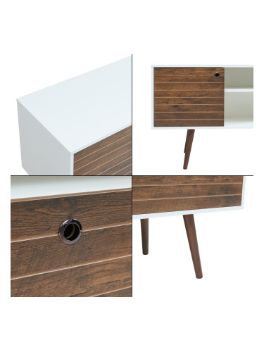 Шкаф за телевизор Vare 165x40x66 см бяло/орех []