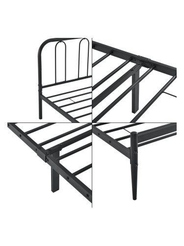 Метално легло Ханк 90х200см черно