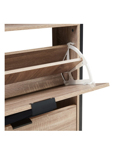 Поставка за обувки Belana с 2 капака 116x60x24 см черен/изглед дъб []