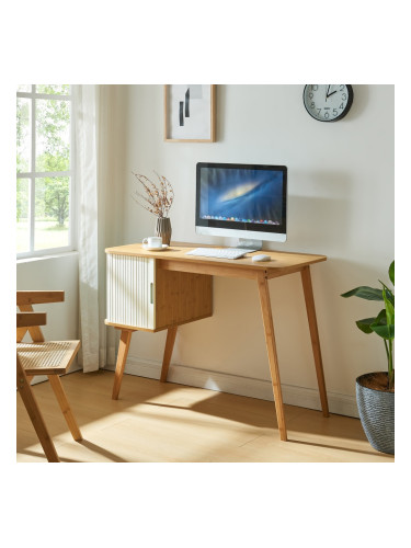 Бюро Tysvær 75x105x48 см бамбук/кремаво бяло []