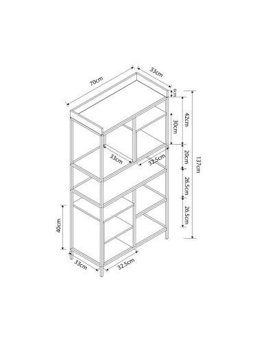 Стоящ рафт Belana 137x70x33 см черен/изглед дъб []