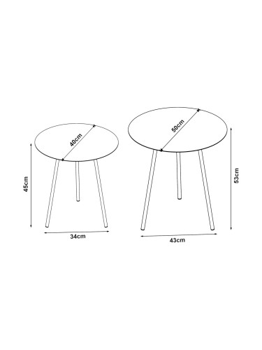 Странична маса Sula, комплект от 2, черна []