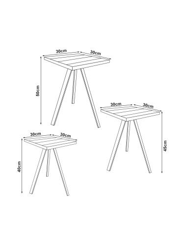 Маси за гнездене Masku, комплект от 3, естествени цветове []