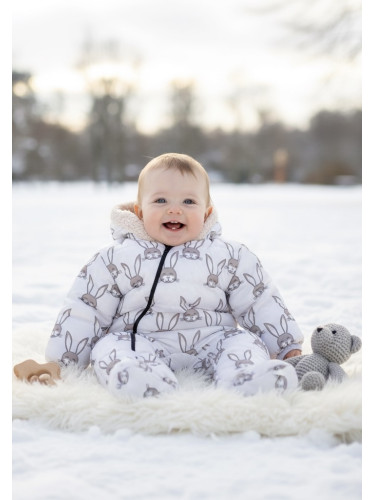Бебешки зимен ескимос за момиче в светлолилаво със зайчета