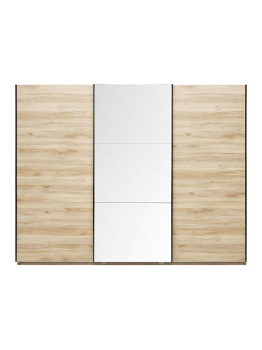 РАБИНА 3-КРИЛ ГАРДЕРОБ С ПЛЪЗГАЩИ ВРАТИ В ДЪБОВА ТЕКСТУРА 270/60/210 СМ