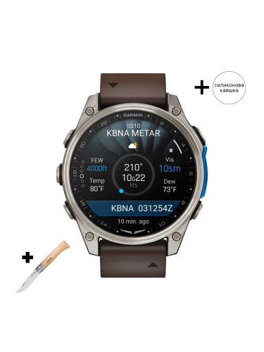 Смарт часовник Garmin D2 Mach 2 Amoled 47 мм Titanium/Oxford Brown 010-02904-31