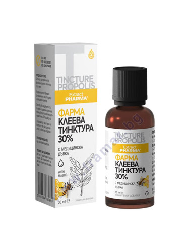 ФАРМА КЛЕЕВА ТИНКТУРА 30% С МЕДИЦИНСКА ДЪВКА 30 мл ЕКСТРАКТФАРМА