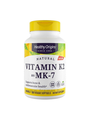 ВИТАМИН K2 капсули 100 мкг * 180 HEALTHY ORIGINS