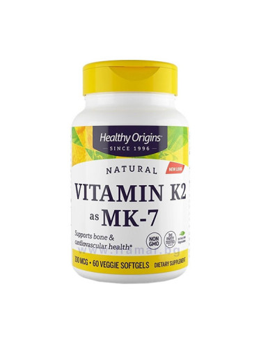 ВИТАМИН K2 капсули 100 мкг * 60 HEALTHY ORIGINS