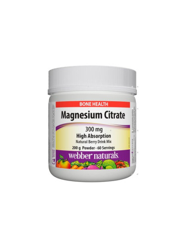 Магнезий (цитрат) High Absorption 300 mg 200 g прах | Webber Naturals